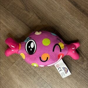 Pink Candy Stuffed Toy with Colorful Dots